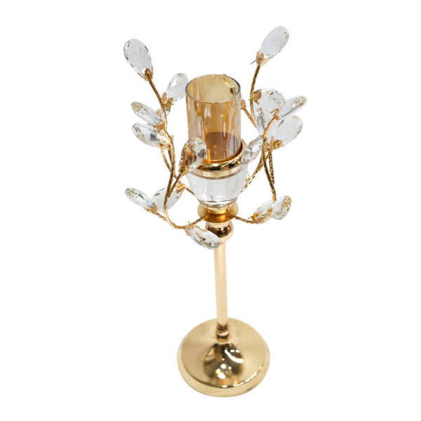 Satin Gold Elegant Metal Candleholder Wedding Table Centrepiece 33*11 cm