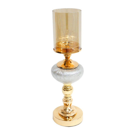 Elegant Glass Craft Silver Candleholder Wedding Table Centrepiece 43*12 cm