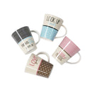 Colored Ceramic Coffee Mug with Lid Plain Print Design 9*10.5 cm