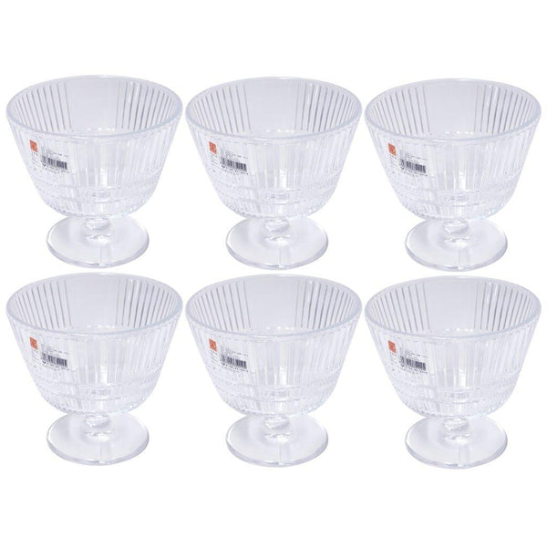 Crystal Cut Glass Footed Ice Cream and Dessert Bowl Set of 6 Pcs 11*10 cm