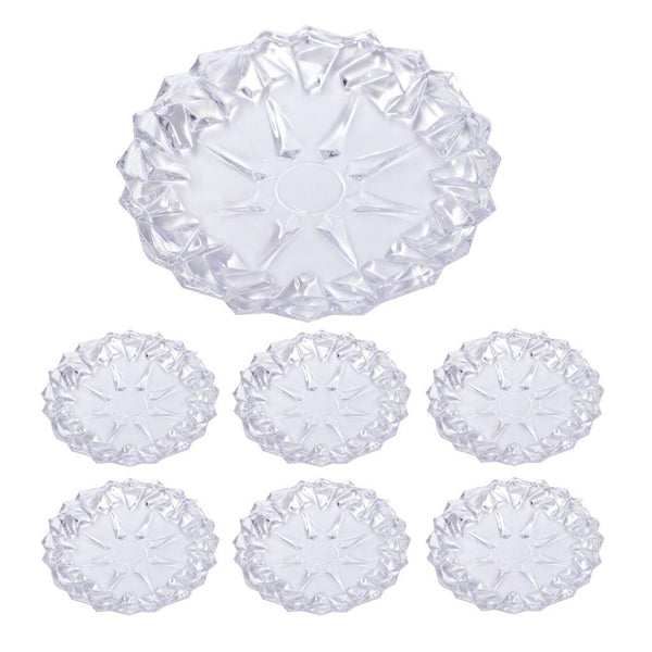 Crystal Cut Glass Appetizer Dish Dessert Plate Ser of 7 Pcs 7.5 cm/33.5 cm