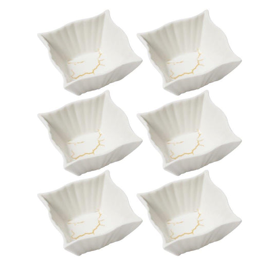 White Ceramic Fine Porcelain Serving and Dipping Bowl Snacks Fruits and Nuts Bowl Set of 6 Pcs 9*4.7 cm