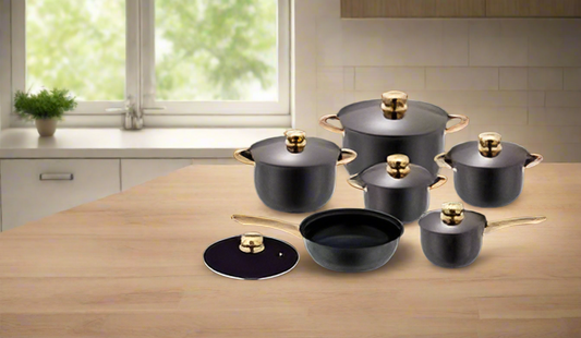 Stainless Steel Cookware Casserole Stockpot Fry pan Wok Set  of 12 Pcs cm