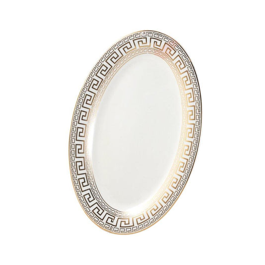 White Ceramic Tableware Ceramic Oval Serving Plate 14''
