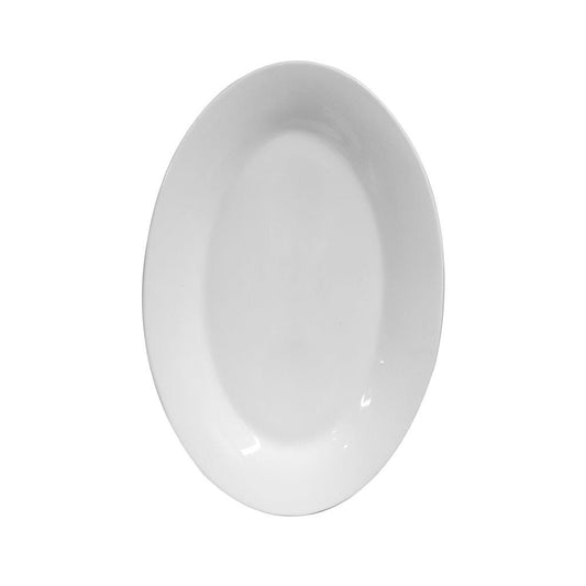 White Ceramic Tableware Ceramic Oval Serving Plate 16"