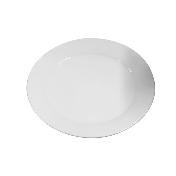 White Ceramic Tableware Ceramic Round Flat Dinner Plate 14"