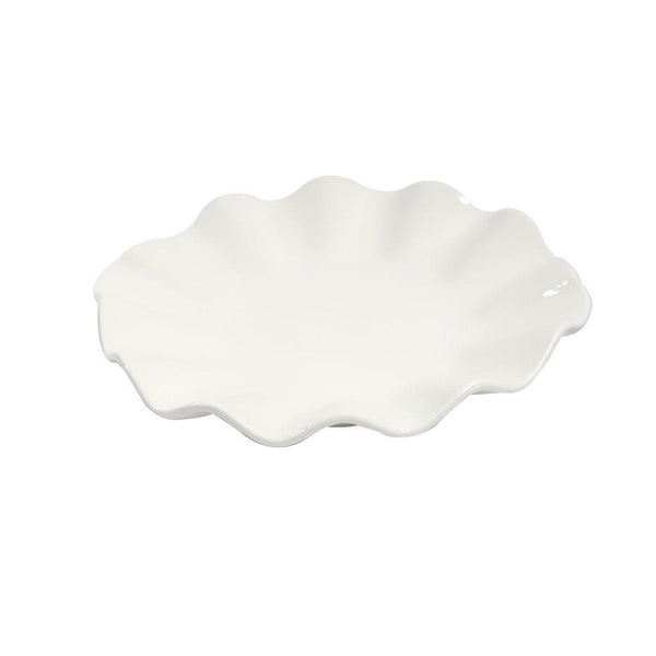 White Ceramic Tableware Ceramic Ruffle Serving Platter 8"