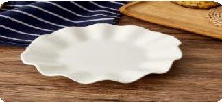 White Ceramic Tableware Ceramic Ruffle Serving Platter 9"