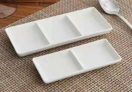 White Ceramic Tableware Divided Dish Plate Dipping Bowl Sauce Dish 6"