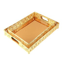 Deco Gold Metal Glass Base Rectangular Serving Tray Set of 2 Pcs