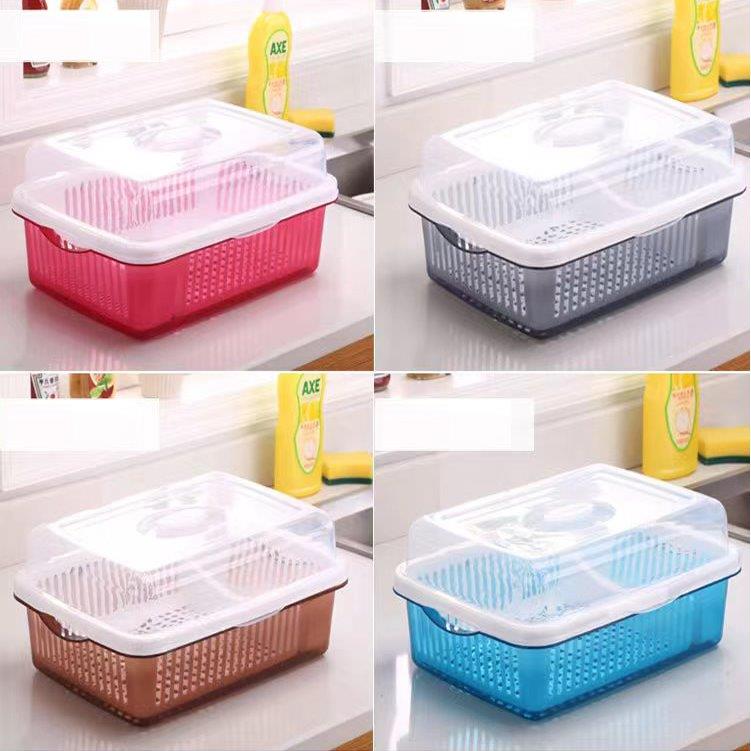 Multipurpose Plastic Fruit and Vegetables Rice Basin Strainer Basket with Lid 39*27.5*18 cm