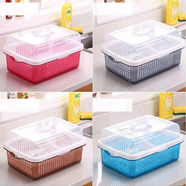 Multipurpose Plastic Fruit and Vegetables Rice Basin Strainer Basket with Lid 39*27.5*18 cm