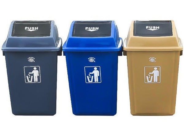 Multicolor Swing Top Rubbish Bin Plastic Waste Bin Trash Bin for Home Kitchen Office  43.5*31*75 cm