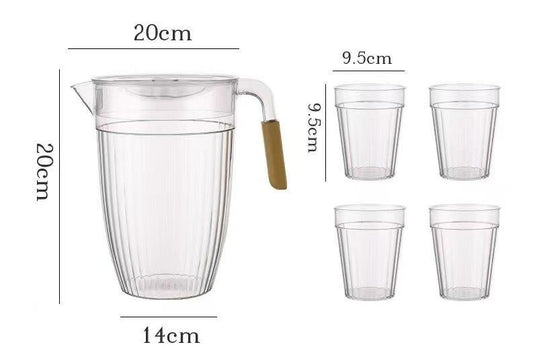 طقم إبريق مشروبات بلاستيكي ممتاز مكون من إبريق ماء و4 أكواب 20*14*20 سم