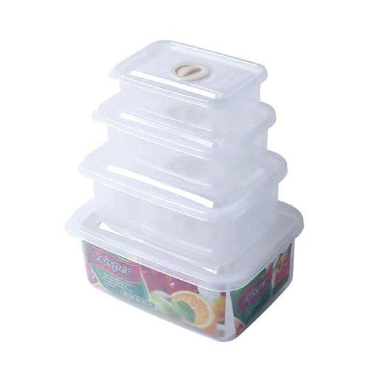 Multipurpose Mixed Colors Plastic Storage Box Food Container Set of 4 Pcs 19.5*14.5*8 cm