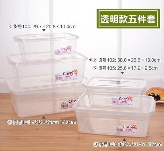 Multipurpose Clear Color Plastic Storage Box Food Container Set of 5 Pcs 25*17*9 cm
29*20*10
33*23*11
38*26*13
42*29*14