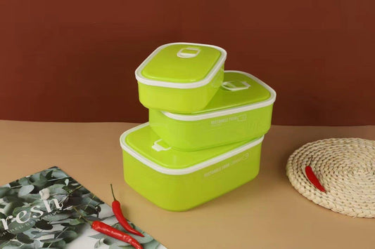 Multipurpose Mixed Colors Plastic Storage Box Food Container Set of 3 Pcs 15.5*10.5*4.7 cm17.5*12.5*