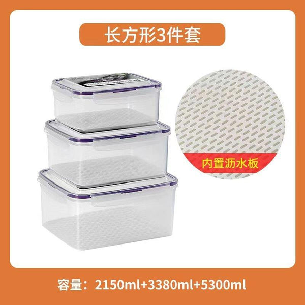 Multipurpose Clear Color Plastic Storage Box Food Container Set of 3 Pcs 0.5L+1.15L+2.15L