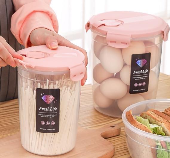 Multipurpose Clear Color Plastic Food Canisters Storage Container Set of 2 Pcs 14.5X17.7 2200 ml12X1