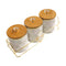 Abstract Print Ceramic Canister Set of 3 Pcs with Wooden Lid and Stand 650 ml