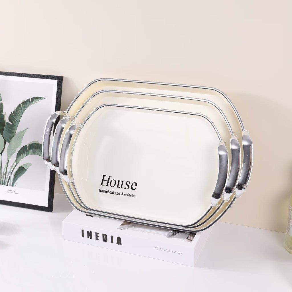 Stainless Steel Serving Tray Set of 3 Pcs