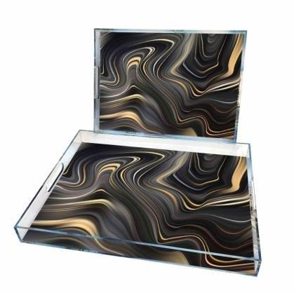 Deco Abstract Pattern Acrylic Serving Tray Set of 2 Pcs 36.5*26.5*4 cm
32.5*22.5*4 cm