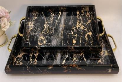 Deco Abstract Pattern Acrylic Serving Tray Set of 2 Pcs  41*28 cm/33*23 cm