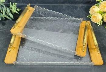 Deco Abstract Pattern Acrylic Serving Tray Set of 2 Pcs  40*24*3.5 cm/34*18*3.5 cm