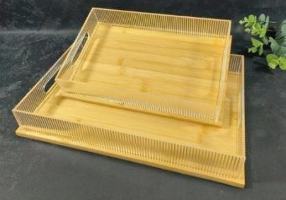 Deco Abstract Pattern Acrylic Serving Tray Set of 2 Pcs  37*25*5 cm/30*20*5 cm