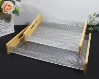 Deco Abstract Pattern Acrylic Serving Tray Set of 2 Pcs  40.5*28.5*6 cm/32.5*23.5*6 cm