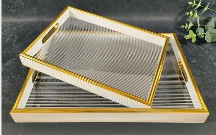 Deco Abstract Pattern Acrylic Serving Tray Set of 2 Pcs 41*28 cm33*23 cm