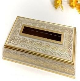 Rectangular Light Coffee Engraved Deco Facial Tissue Box Dispenser Napkin Holder 24.5*14*6.5 cm