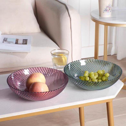 Colored Embossed Pattern Round Plastic Fruit Bowl 270*80 cm