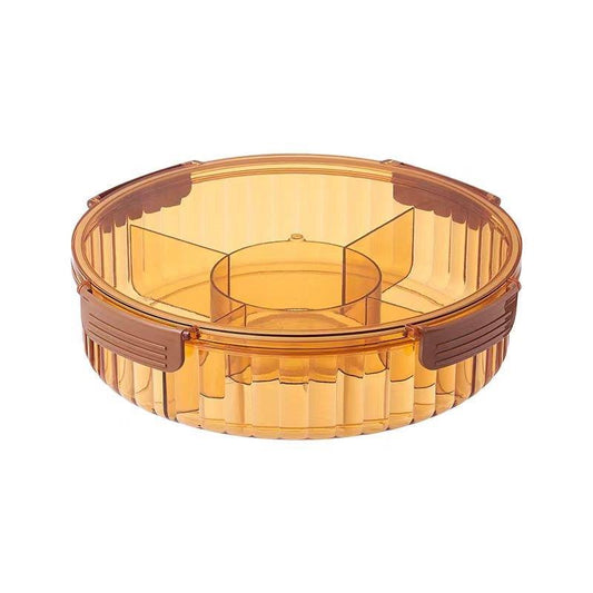 Round Plastic Divided Serving Tray with Lid?