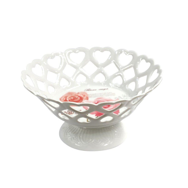 Melamine Floral Pattern Veggie Tray Footed Fruit Bowl Serving Dish (check material) CJ8006G