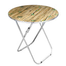 Bamboo Top Metal Stand Round Folding Table Trestle for Outdoor Picnic 70*70 cm