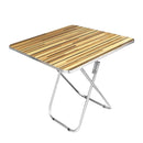 Bamboo Top Metal Stand Round Folding Table Trestle for Outdoor Picnic 70*70 cm