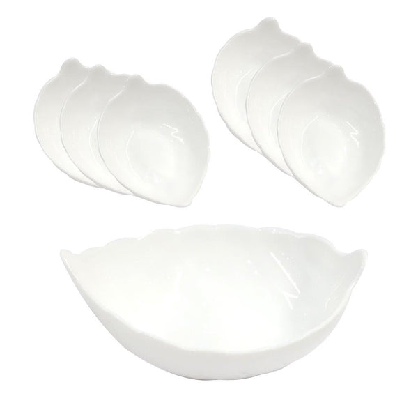 Floral Print White Ceramic Dinnerware Set of 5 Pcs Serving Bowls Set Serveware 5 PCS BOWL