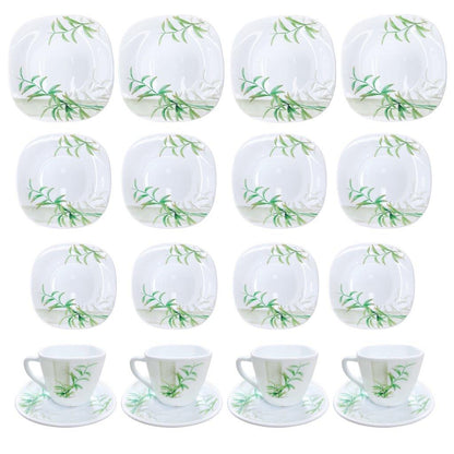 طقم عشاء سيراميك أبيض بطبعات زهور مكون من 20 قطعة مع أطباق عشاء وأوعية وأدوات تقديم مجموعة عشاء مكونة من 20 قطعة