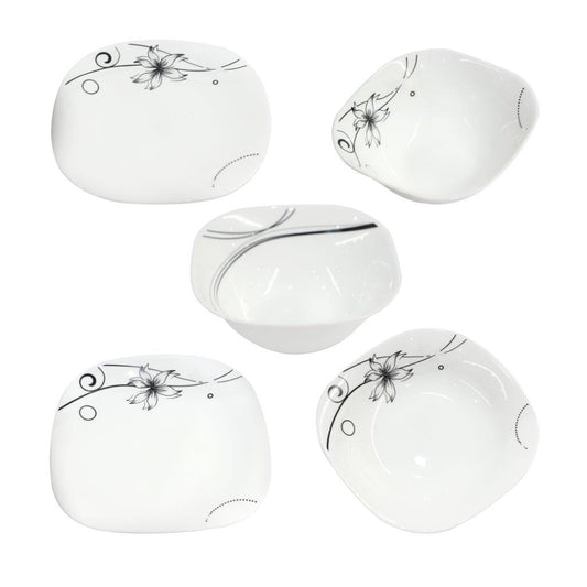 طقم عشاء سيراميكي ملكي بنمط تجريدي مكون من 7 قطع مع أطباق عشاء وأوعية وأدوات تقديم