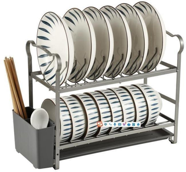 Kitchen Storage Metal Dish Rack 2 Tier Cutlery Storage Organizer 40.5*15.4*29 cm