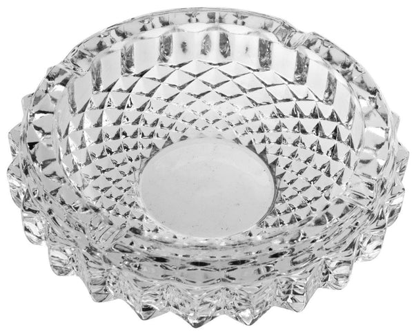 Crystal Cut Modern Clear Round Glass Ashtray