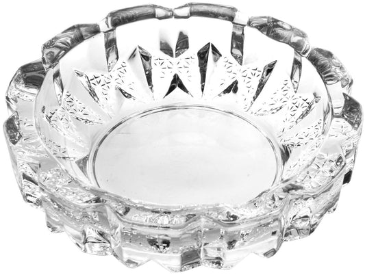 Crystal Cut Modern Clear Round Glass Ashtray 180 cm