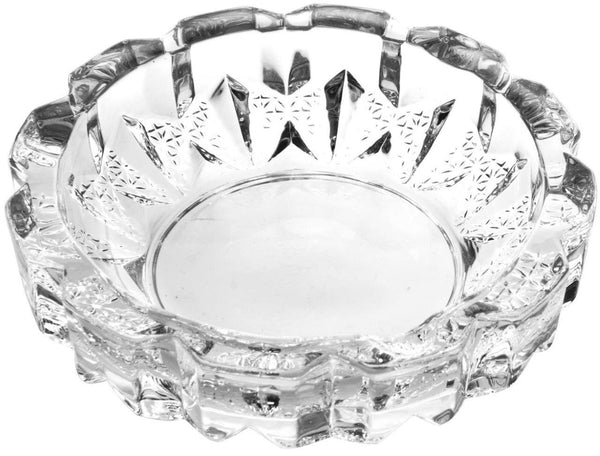 Crystal Cut Modern Clear Round Glass Ashtray 15.5*5.5 cm