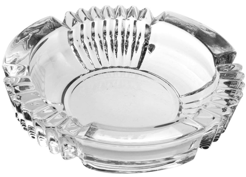 Crystal Cut Modern Clear Round Glass Ashtray 16.4*3.5 cm