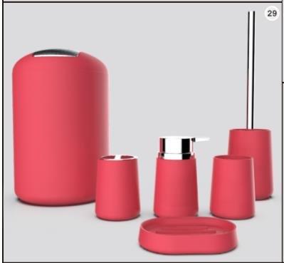 Plastic Colorful Bathroom Accessories Soap Dispenser Toothbrush Holder Set of 6 Pcs