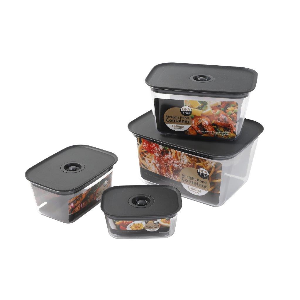 Multipurpose Clear Colour BPA Free Plastic Storage Box Food Container Set of 4 Pcs 23.9*18.3*12.9cm