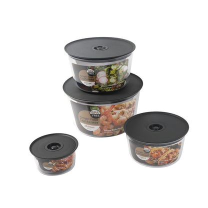Multipurpose Clear Colour BPA Free Plastic Storage Box Food Container Set of 4 Pcs 2850 ml+1580 ml+800 ml+280 ml Diameter 21.9*12.8cm