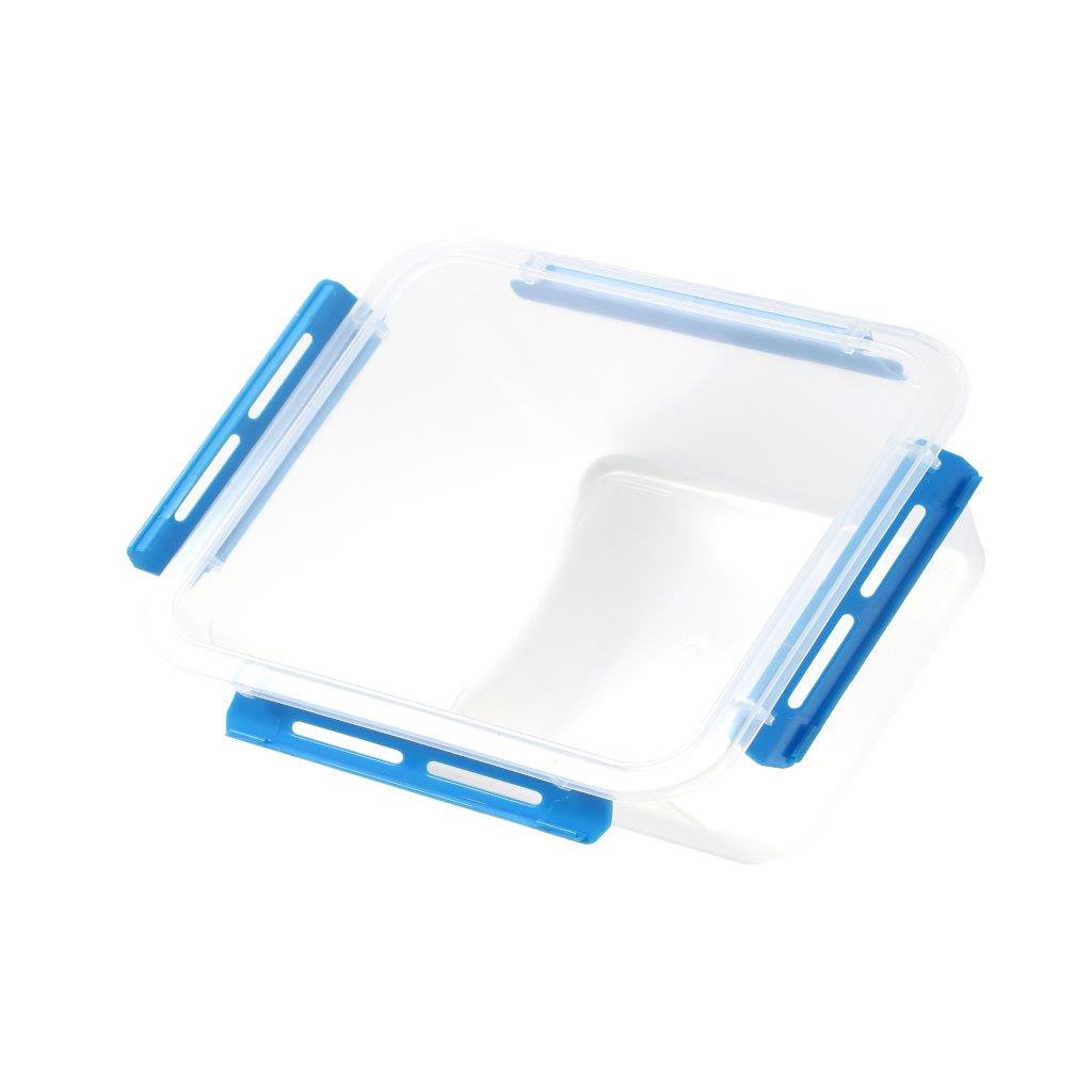Multipurpose Clear Plastic Clip Lock Lunch Box Storage Box Food Container Set of 3 Pcs 16x16x12.2cm 1650 ml/ 16x16x7.8cm 1000 ml/16x16x4.8cm 550 ml