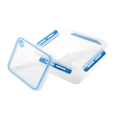 Multipurpose Clear Plastic Clip Lock Lunch Box Storage Box Food Container Set of 3 Pcs 16x16x12.2cm 1650 ml/ 16x16x7.8cm 1000 ml/16x16x4.8cm 550 ml